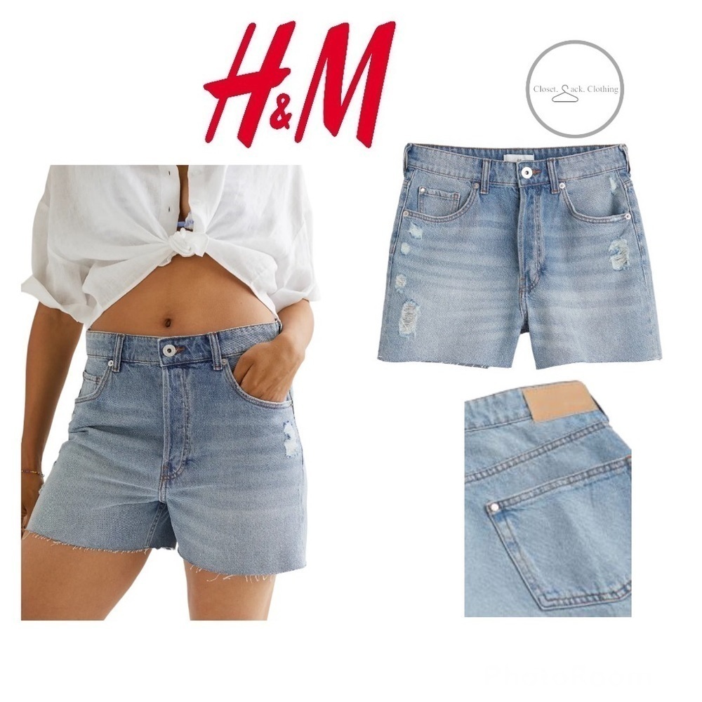 H&m High Waist Denim Shorts Size 12